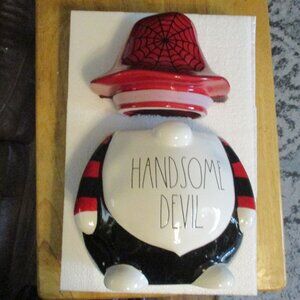 Retired New RAE DUNN Handsome Devil Gnome Sugar Canister, Food Storage, Hot Red